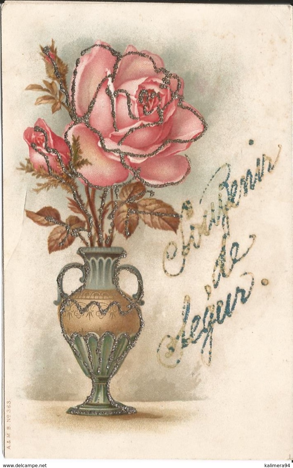 SOUVENIR  DE  SÉGUR  ( CORRÈZE )  /  Vase  De  Roses  Avec  Paillettes - Other & Unclassified