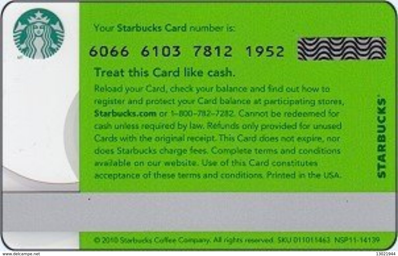 STATI UNITI  GIFT CARD STARBUCKS Coffee Aroma Corporate US-STARB-6066-2010-4 - Gift Cards