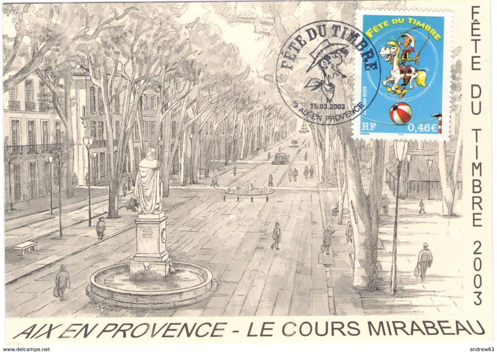 FRANCIA - France - 2003 - Fête Du Timbre - Lucky Luke - Carte Maximum - Aix En Provence - FDC - 2000-2009