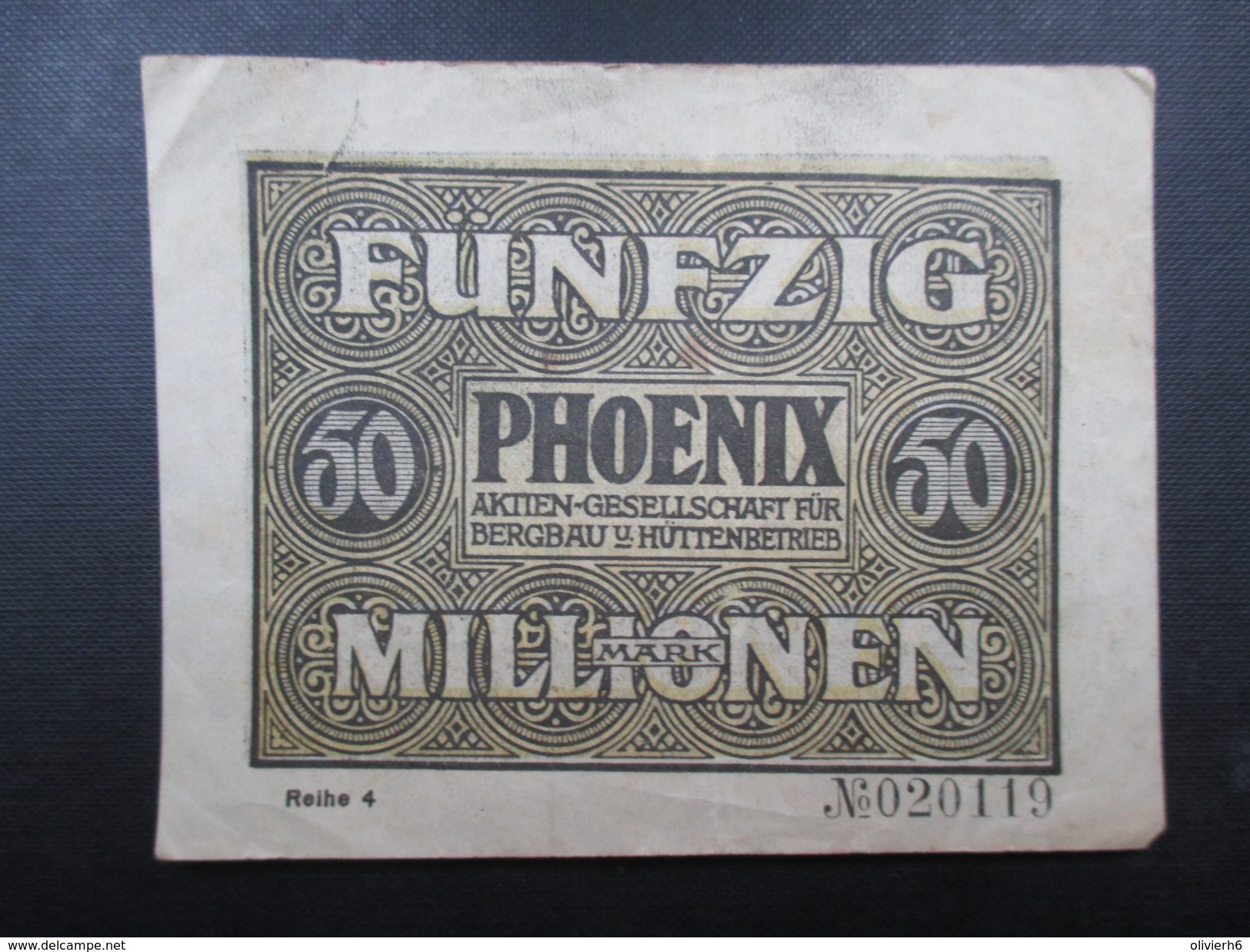 BILLET REICHSBANKNOTE (V1719) FUNFZIG MILLIONEN MARK (2 Vues) PHOENIX Dusseldorf 15/09/1923 - 50 Miljoen Mark