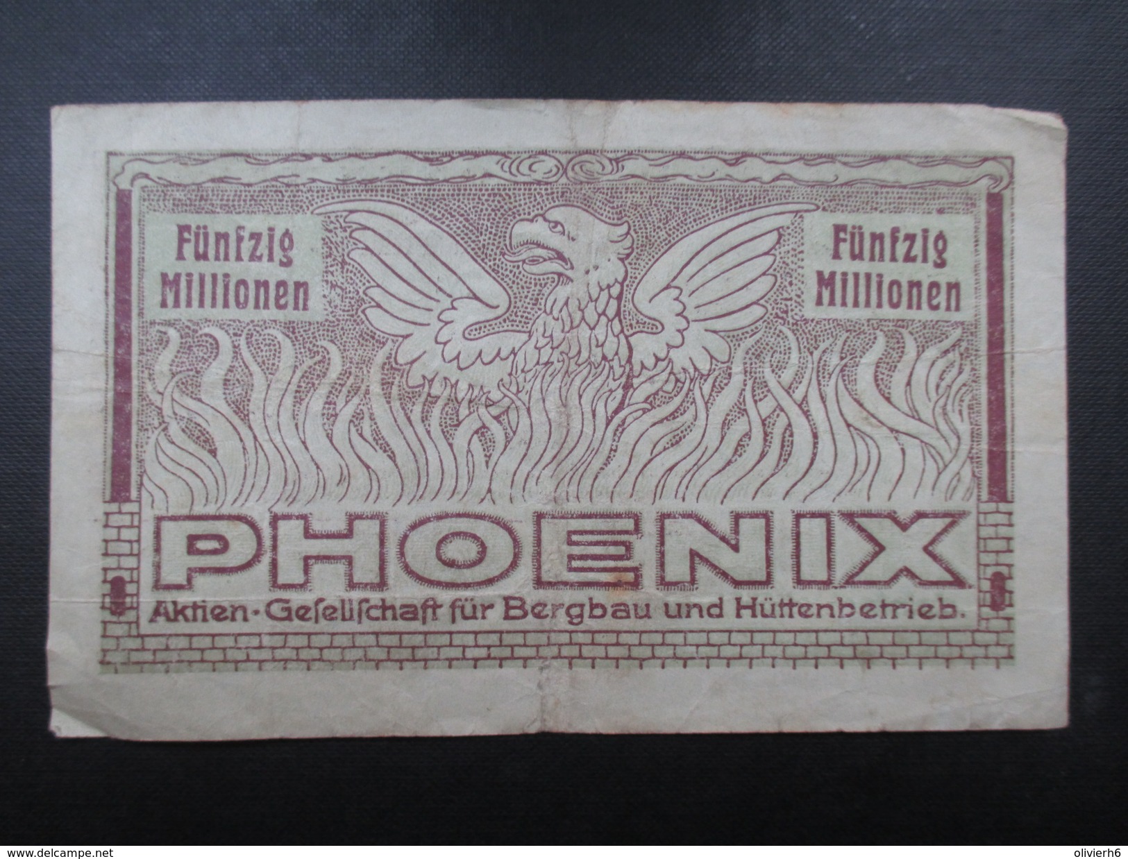 BILLET REICHSBANKNOTE (V1719) FUNFZIG MILLIONEN MARK (2 Vues) PHOENIX Dusseldorf 05/09/1923 - 50 Miljoen Mark