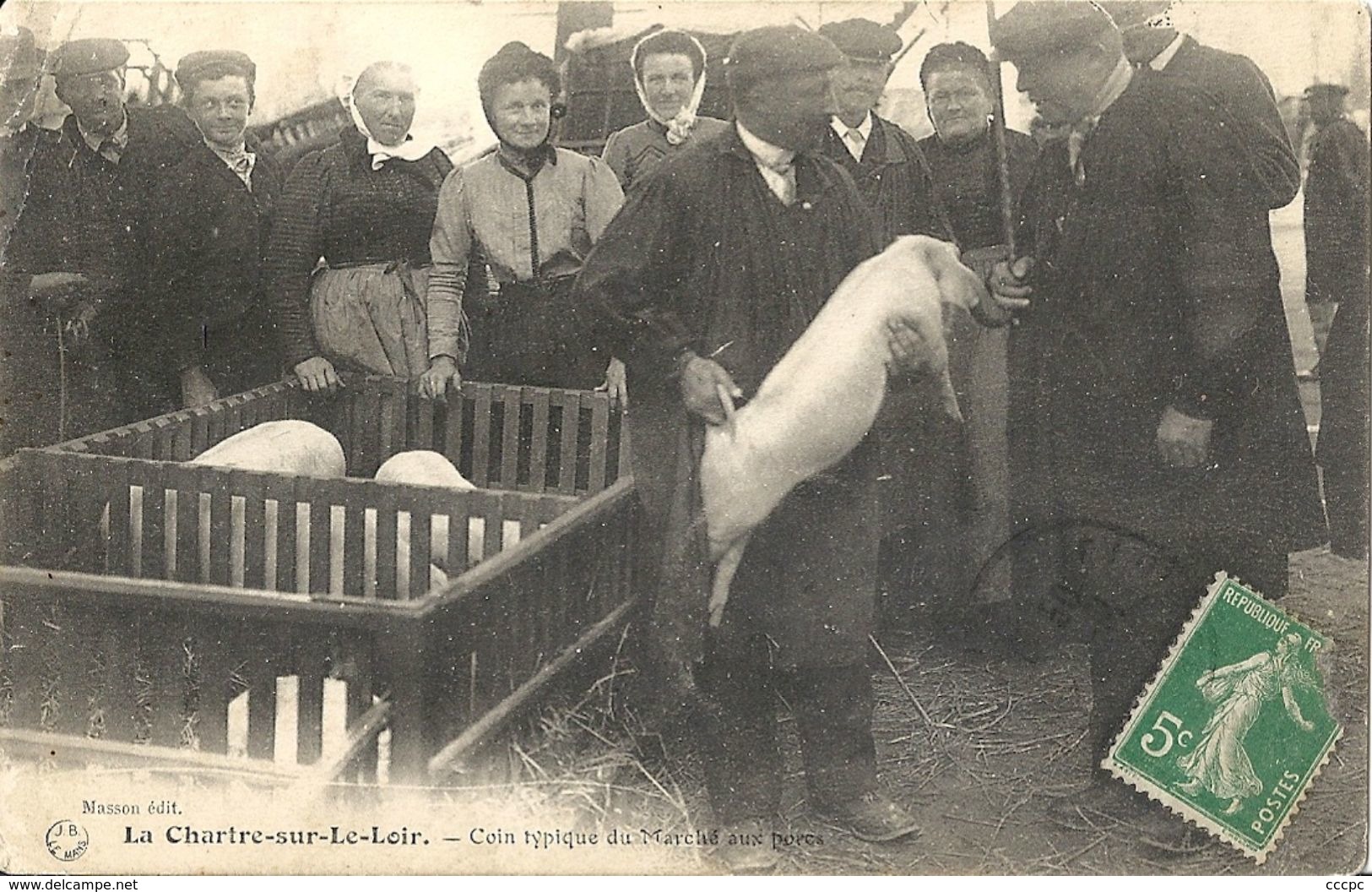 CPA La Chartre-sur-le-Loir Coin Typique Du Marché Au Porcs - Autres & Non Classés