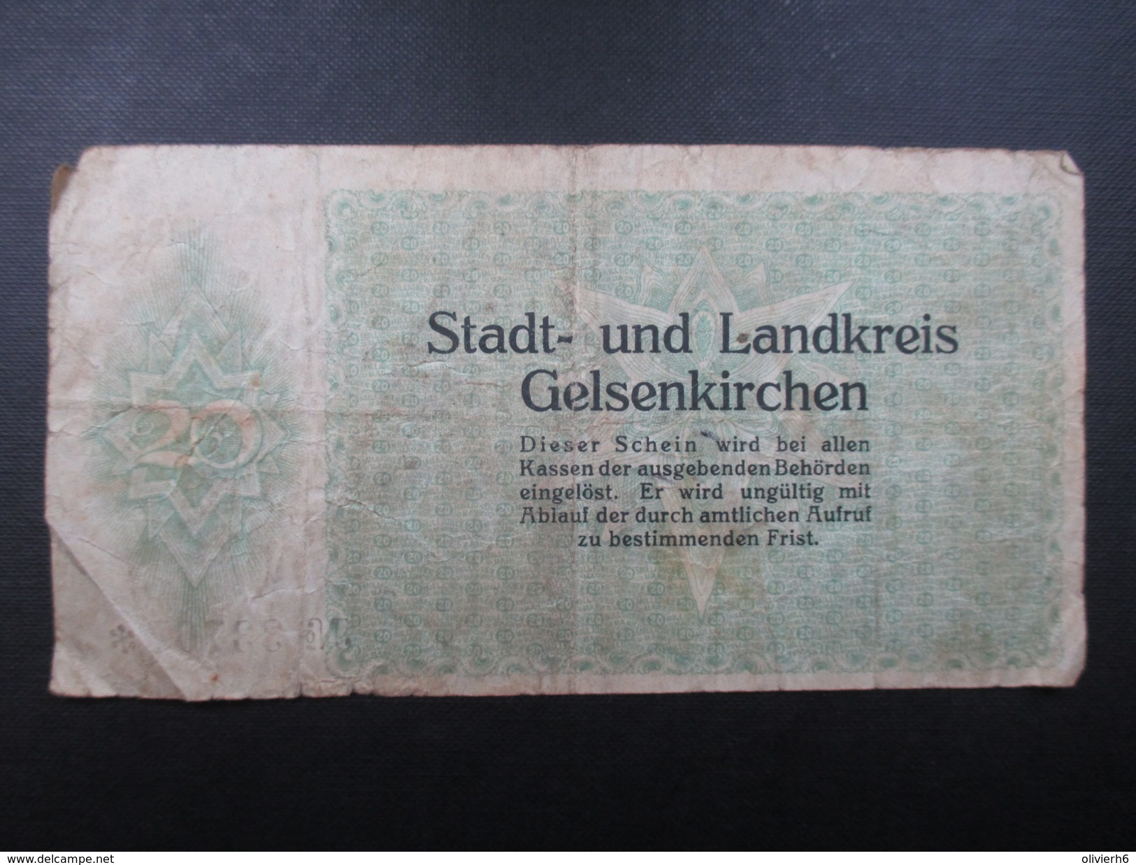 BILLET NOTGELD (V1719) ZWANZIG MILLIONEN MARK (2 Vues) Stadt Und Landkreis GELSENKIRCHEN 21/07/1923 - 20 Miljoen Mark