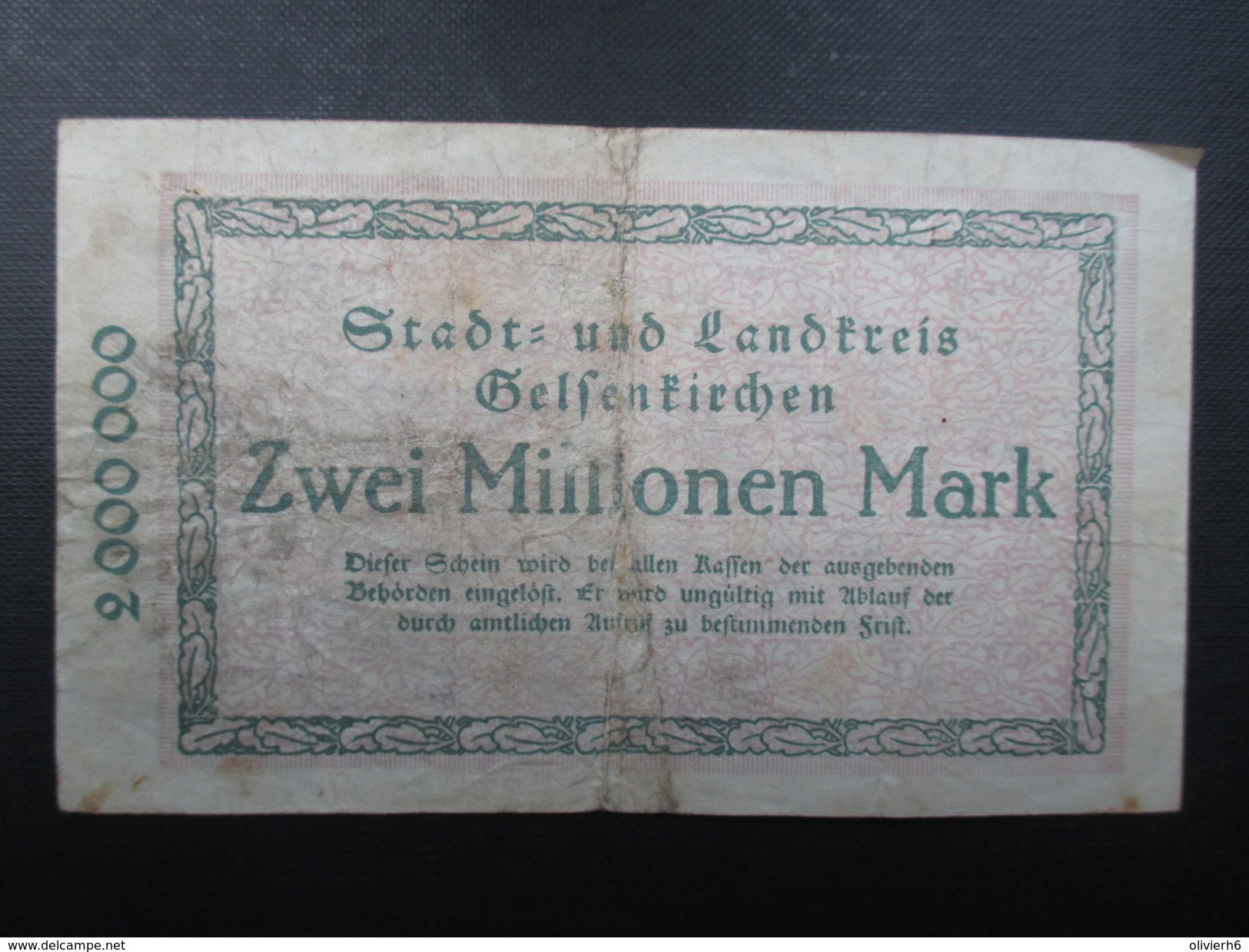 BILLET NOTGELD (V1719) ZWEI MILLIONEN MARK (2 Vues) Stadt Und Landkreis GELSENKIRCHEN 22/08/1923 00346 - 2 Millionen Mark
