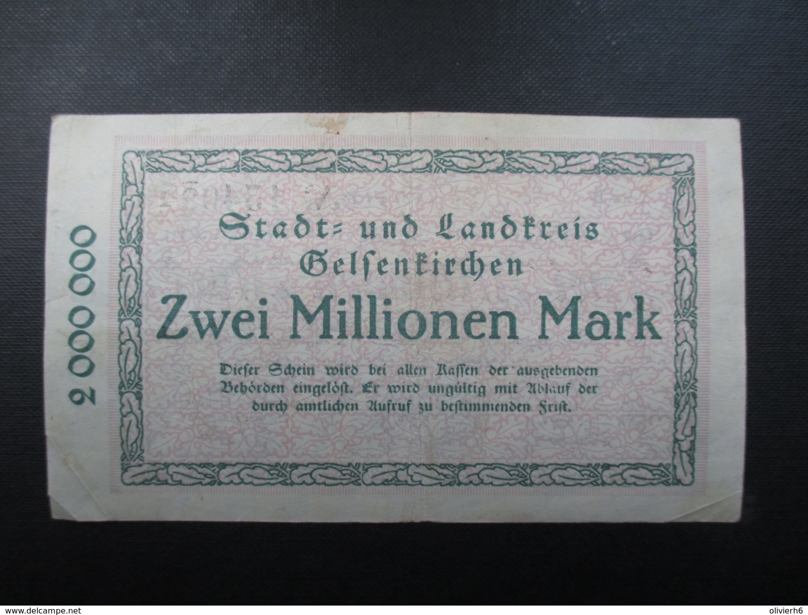 BILLET NOTGELD (V1719) ZWEI MILLIONEN MARK (2 Vues) Stadt Und Landkreis GELSENKIRCHEN 22/08/1923 154034 - 2 Mio. Mark