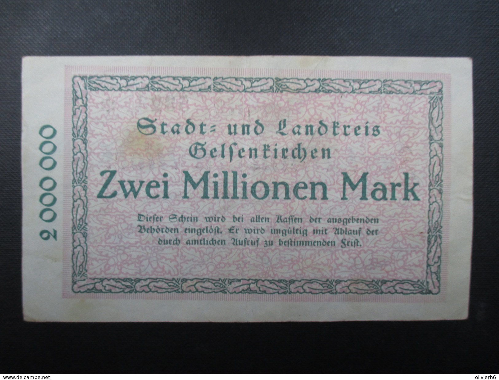 BILLET NOTGELD (V1719) ZWEI MILLIONEN MARK (2 Vues) Stadt Und Landkreis GELSENKIRCHEN 22/08/1923 53237 - 2 Mio. Mark