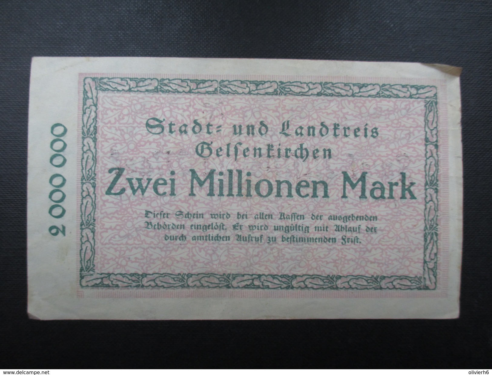 BILLET NOTGELD (V1719) ZWEI MILLIONEN MARK (2 Vues) Stadt Und Landkreis GELSENKIRCHEN 22/08/1923 375781 - 2 Miljoen Mark