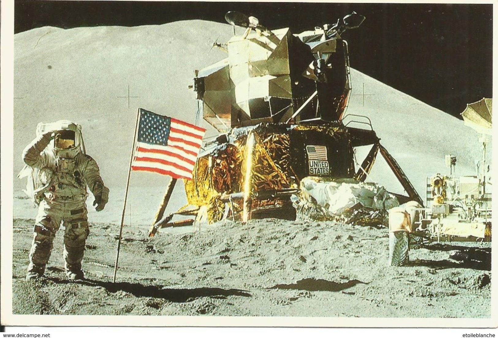 NASA, Astronaut Irwin Lunar Module Pilot On Apollo 15 - U.S. Flag - Astrocard, Houston Texas - On The Moon, Photo - Espace