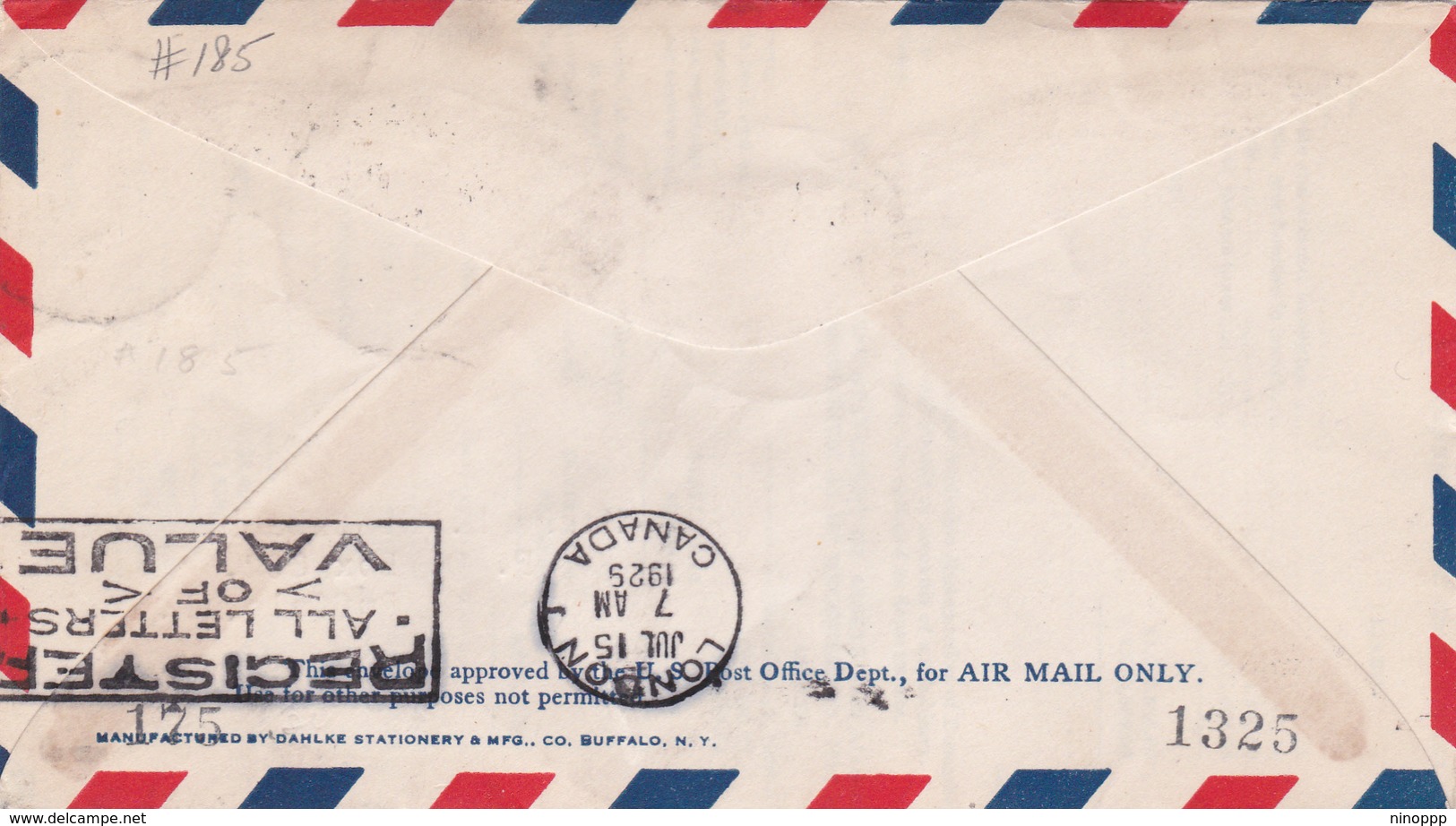 United States 1929 First Flight Air Mail From Detroit To London, Canada, Souvenir Cover - Covers & Documents