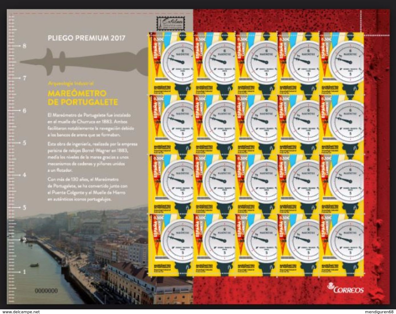 ESPAGNE SPANIEN SPAIN ESPAÑA 2017 INDUSTRIAL ARCHEOLOGY TIDEMEASURER MAREÓMETRO P. PANE(55) ED 5171 MI 5203 YV 4908 - Unused Stamps