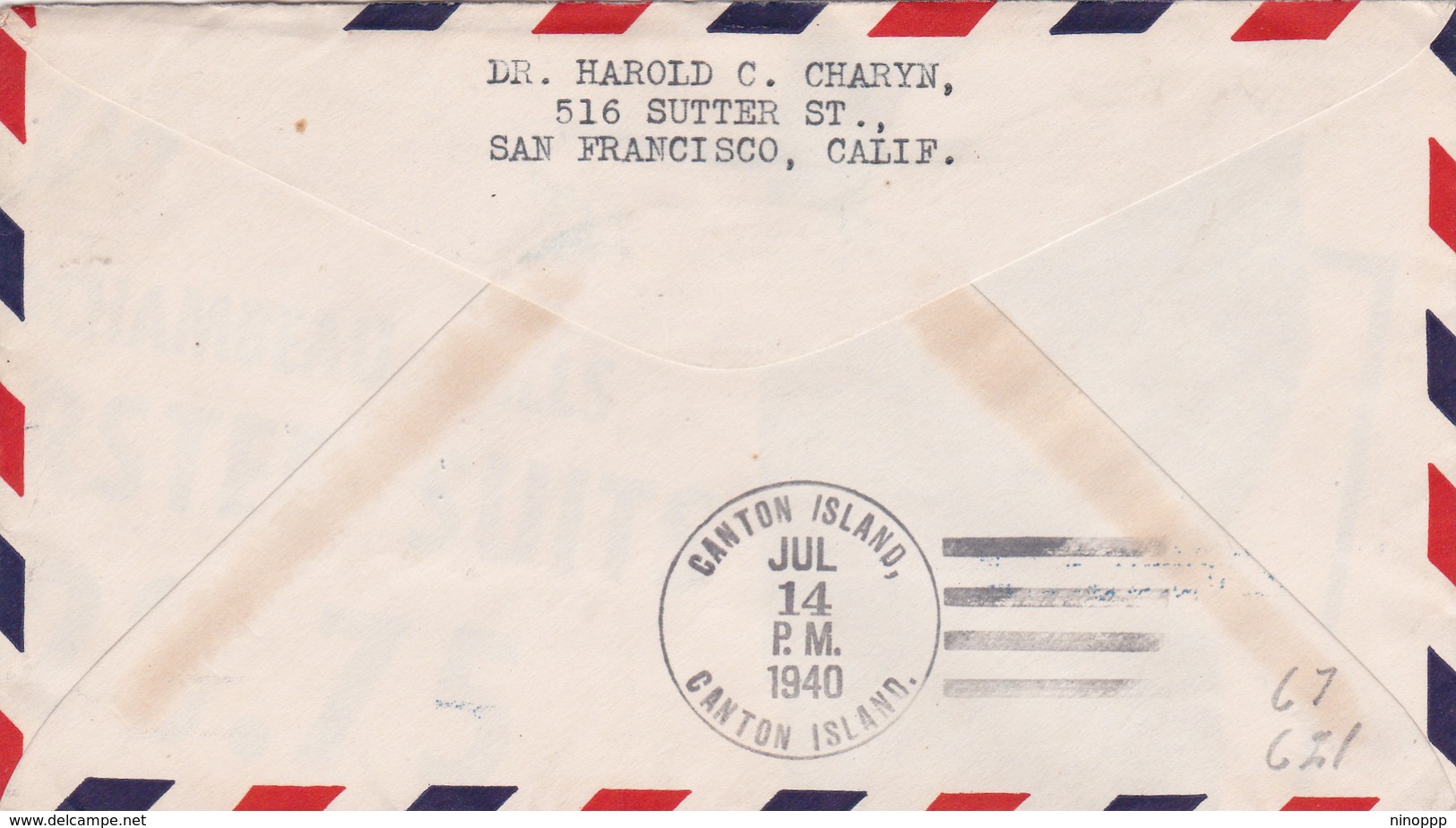 United States 1940 First Flight F.M.19 San Francisco To Canton Island, Souvenir Cover - Covers & Documents