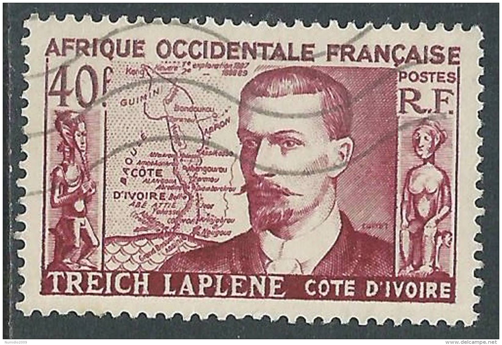 1952 AFRICA OCCIDENTALE FRANCESE USATO TREICH LAPLENE - R39-7 - Used Stamps