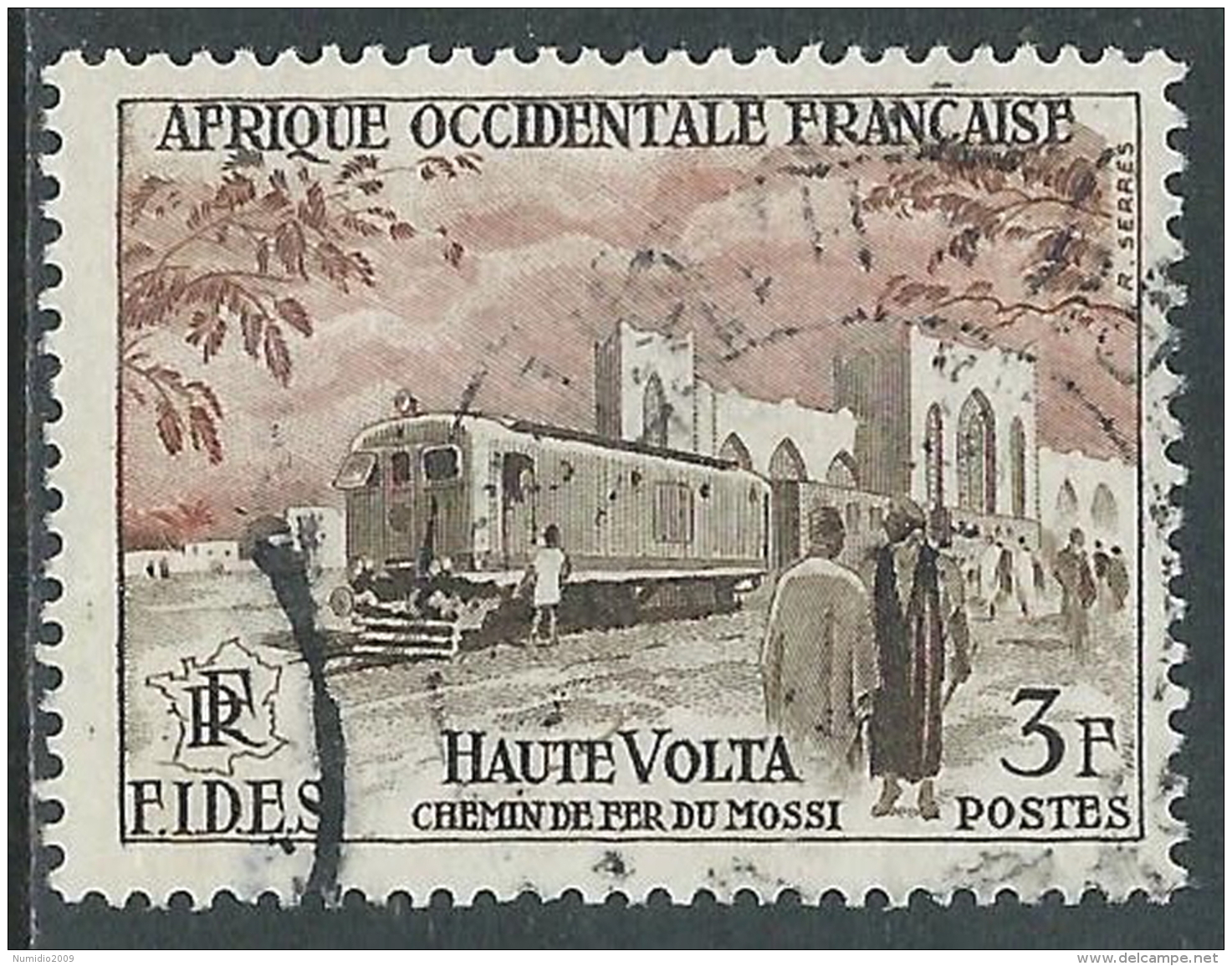 1956 AFRICA OCCIDENTALE FRANCESE USATO VEDUTE DIVERSE 3 F - R39-7 - Gebraucht