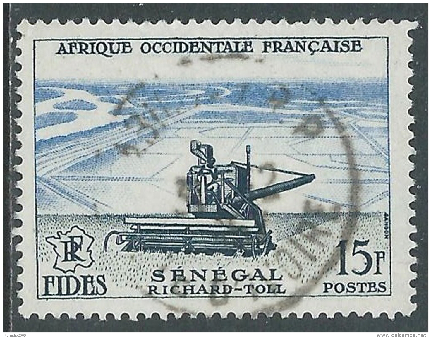 1956 AFRICA OCCIDENTALE FRANCESE USATO VEDUTE DIVERSE 15 F - R39-7 - Gebruikt