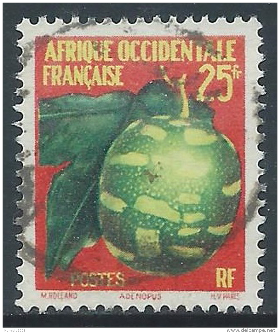 1958-59 AFRICA OCCIDENTALE FRANCESE USATO FIORI 25 F - R39-8 - Oblitérés