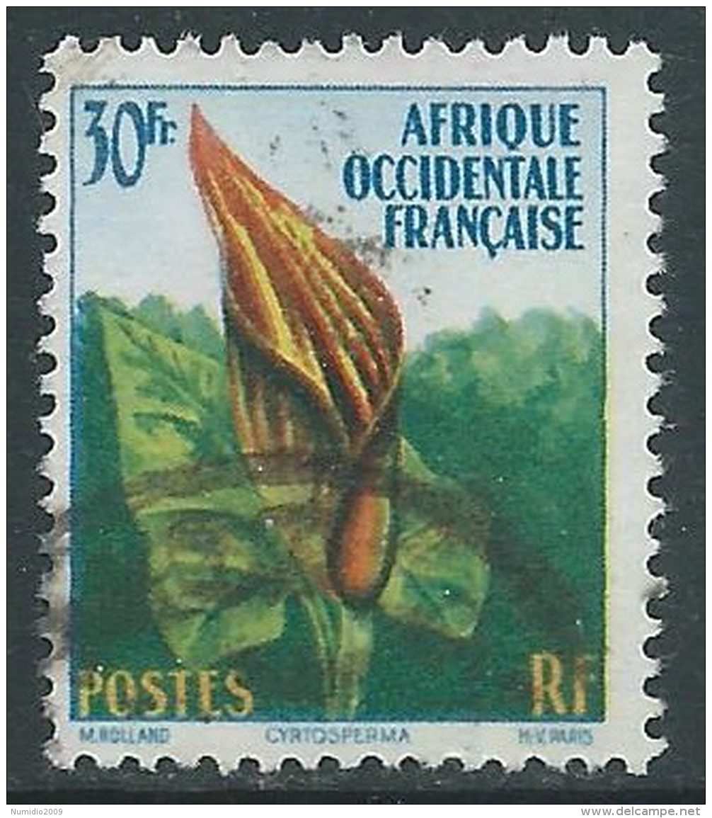 1958-59 AFRICA OCCIDENTALE FRANCESE USATO FIORI 30 F - R39-9 - Gebraucht