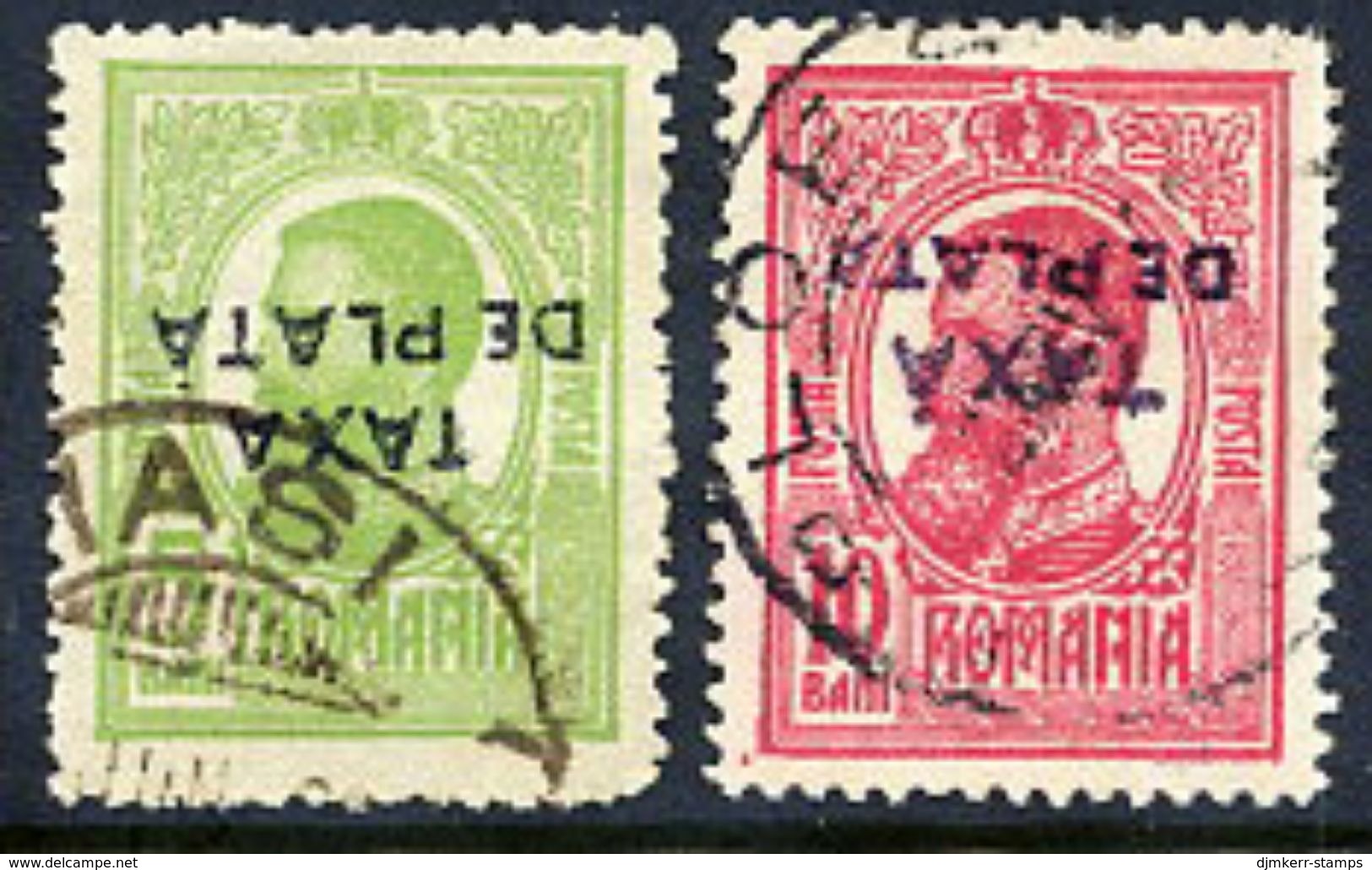 ROMANIA 1918 Postage Due Overprints Inverted, Used.  Michel 40-41 K, SG D675a-76a Cat. £23.75 - Postage Due