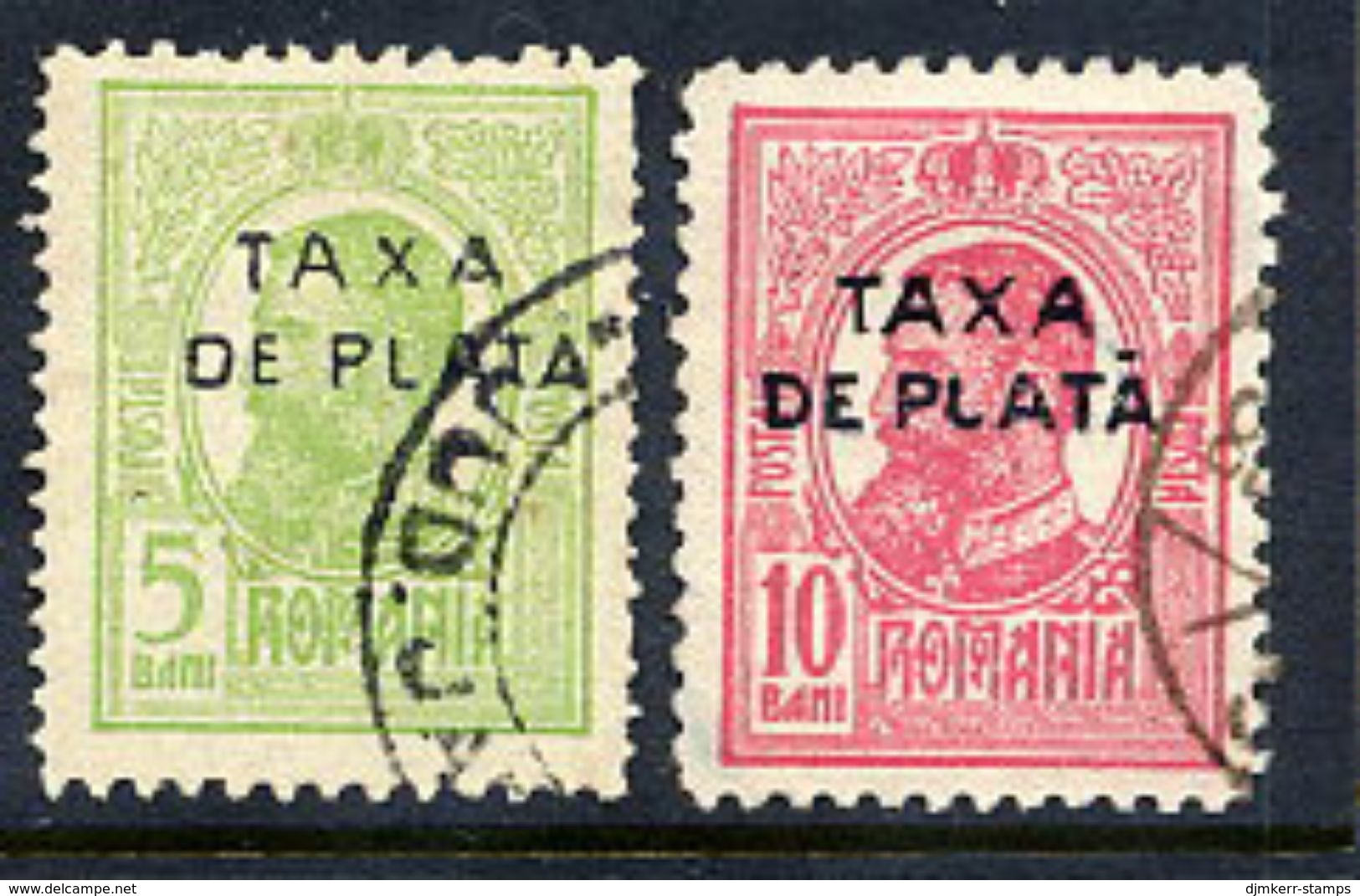 ROMANIA 1918 Postage Due Overprints Perforated 11½, Used.  Michel 40-41, SG D673-74 Cat. £27 - Postage Due