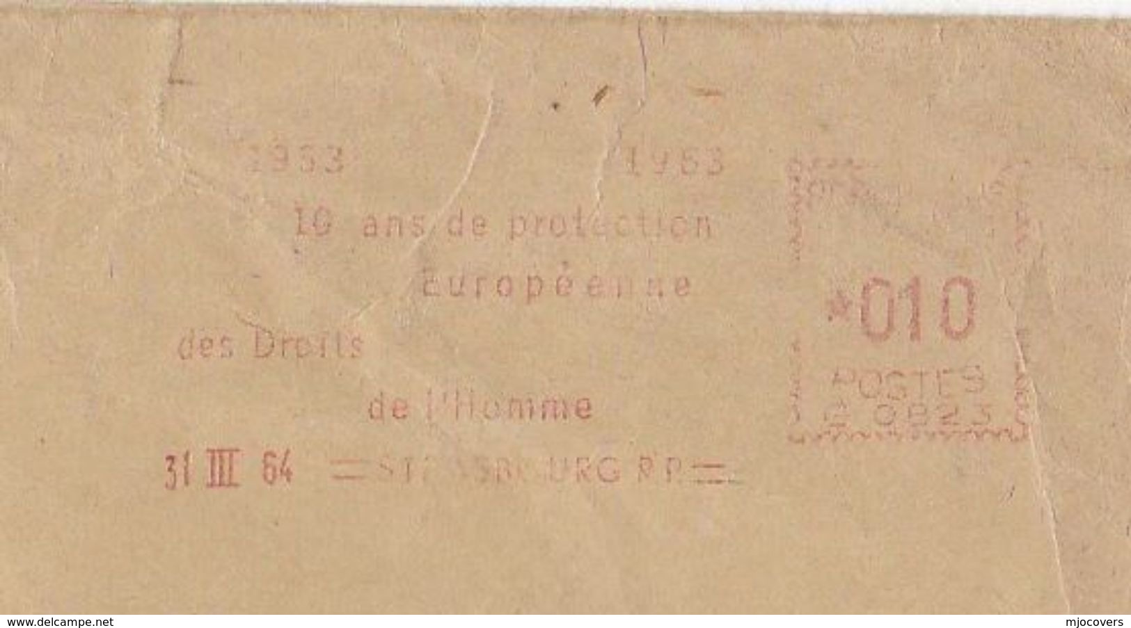 1964 COUNCIL OF EUROPE COVER METER Stamps STRASBOURG France To GB - European Community