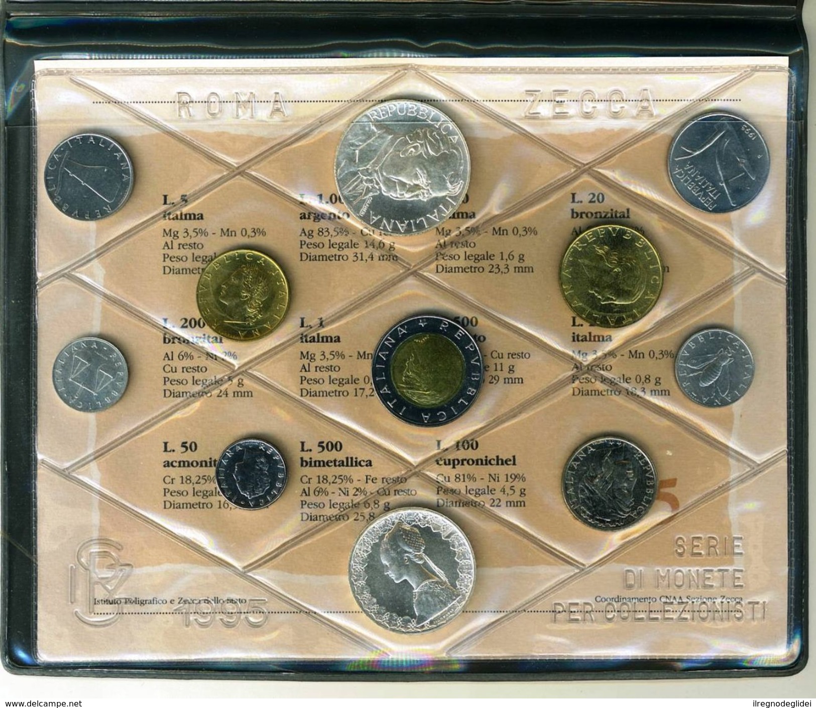 NUMISMATICA - ANNO 1995 - RARA EMISSIONE DIVISIONALE 11 VALORI PIETRO MASCAGNI Onfezione Zecca Italia - Tiratura 44.558 - Jahressets & Polierte Platten