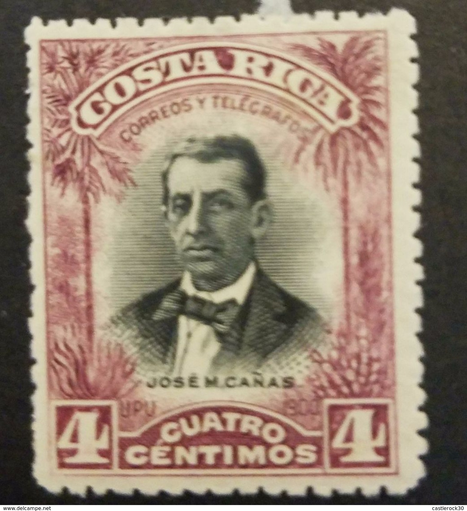 L) 1903 COSTA RICA, JOSE M. CAÑAS, A40 4C RED VIO &  BLK, XF - Costa Rica