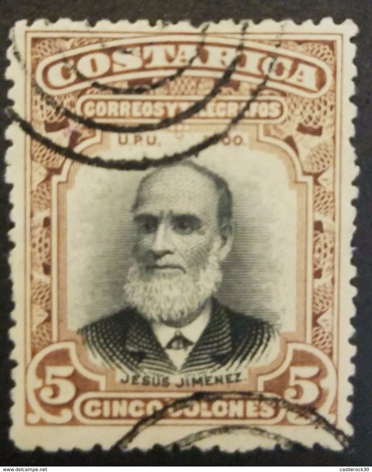 L) 1900 COSTA RICA, JESUS JIMENEZ, A38 5COL BROWN & BLK, XF - Costa Rica