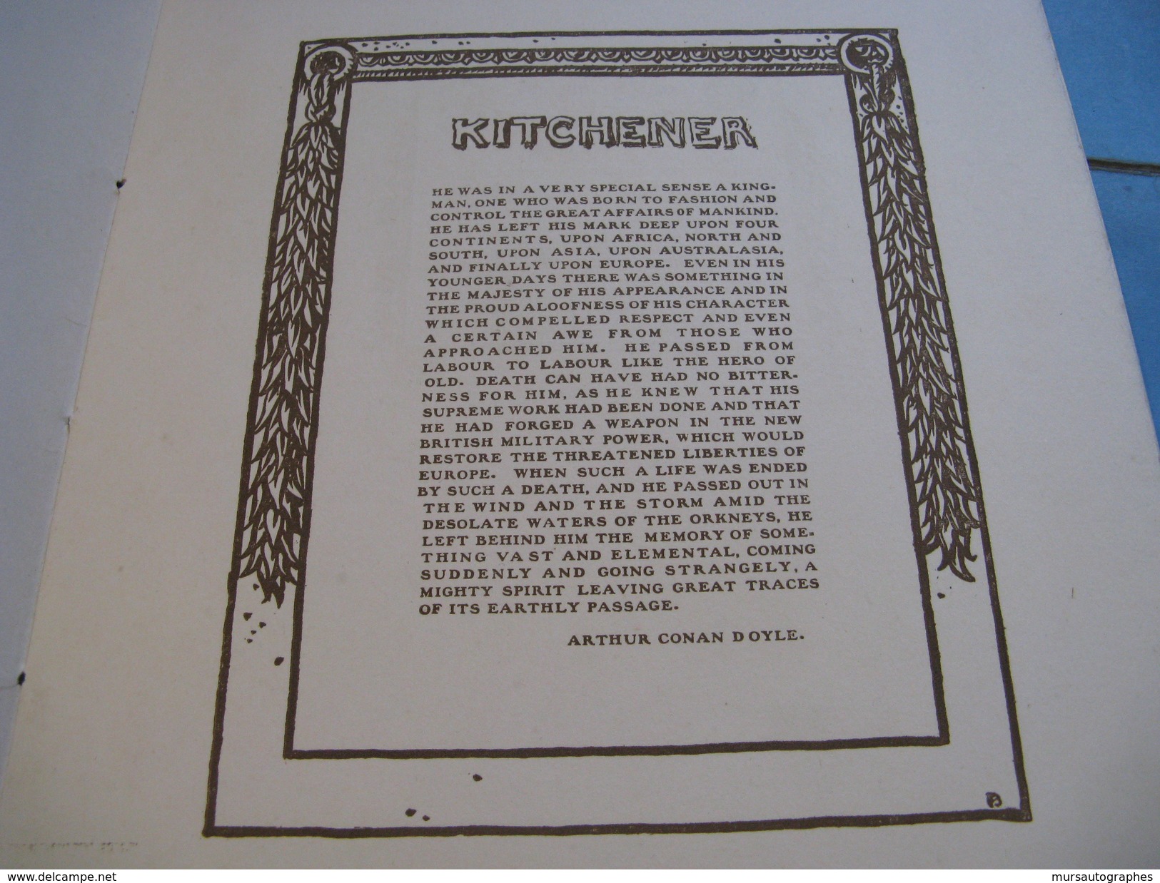 BELLE PLAQUETTE HOMMAGE A LORD KITCHENER "5.000.000 MEN" 1916 Illustré ANGLETERRE 14-18 CONAN DOYLE - 1914-18