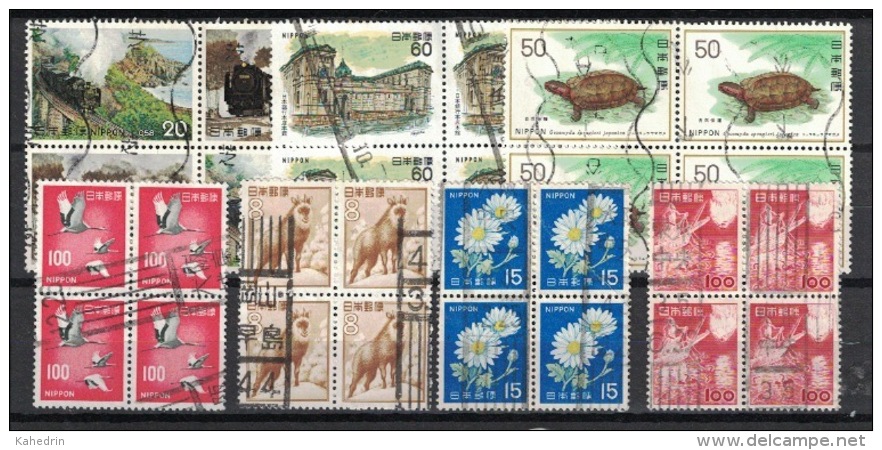 Japan, 7x Blocks Of 4 (o), Used - Colecciones & Series