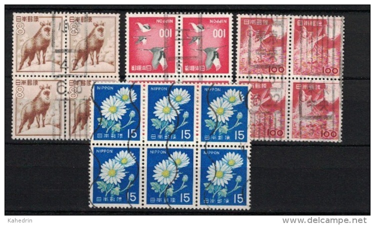 Japan, 3x Blocks Of 4 + Block Of 6 (o), Used - Collezioni & Lotti