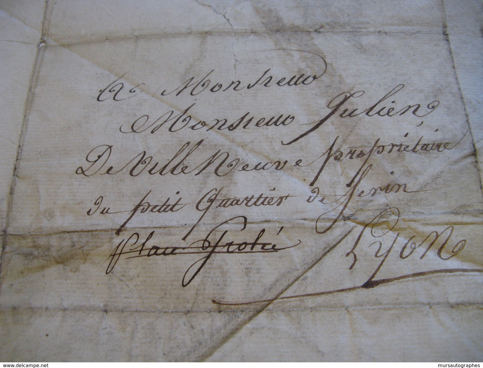 LETTRE SIGNEE D'ANDRE-PAUL SAIN-ROUSSET DE VAUXONNE 1812 MAIRE LYON HYGIÈNE SALUBRITE CASERNE à JULLIEN DE VILLENEUVE - Autres & Non Classés