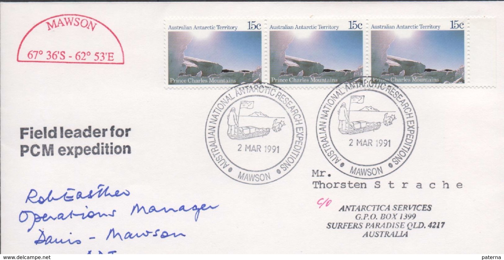 3200  FDC Mawson  1991 AAT, Field Leader For PCM Expedition, - FDC