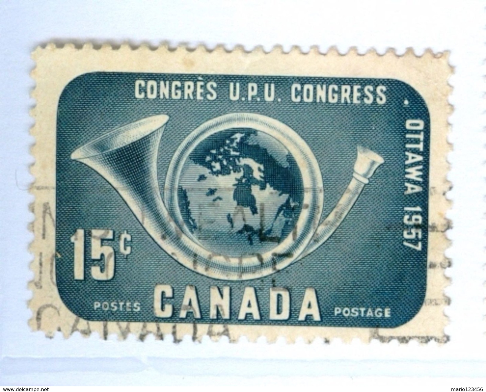 CANADA, COMMEMORATIVO, UPU, 1957, FRANCOBOLLI USATI,  Yvert Tellier 275   Scott 372 - HerdenkingsOmslagen