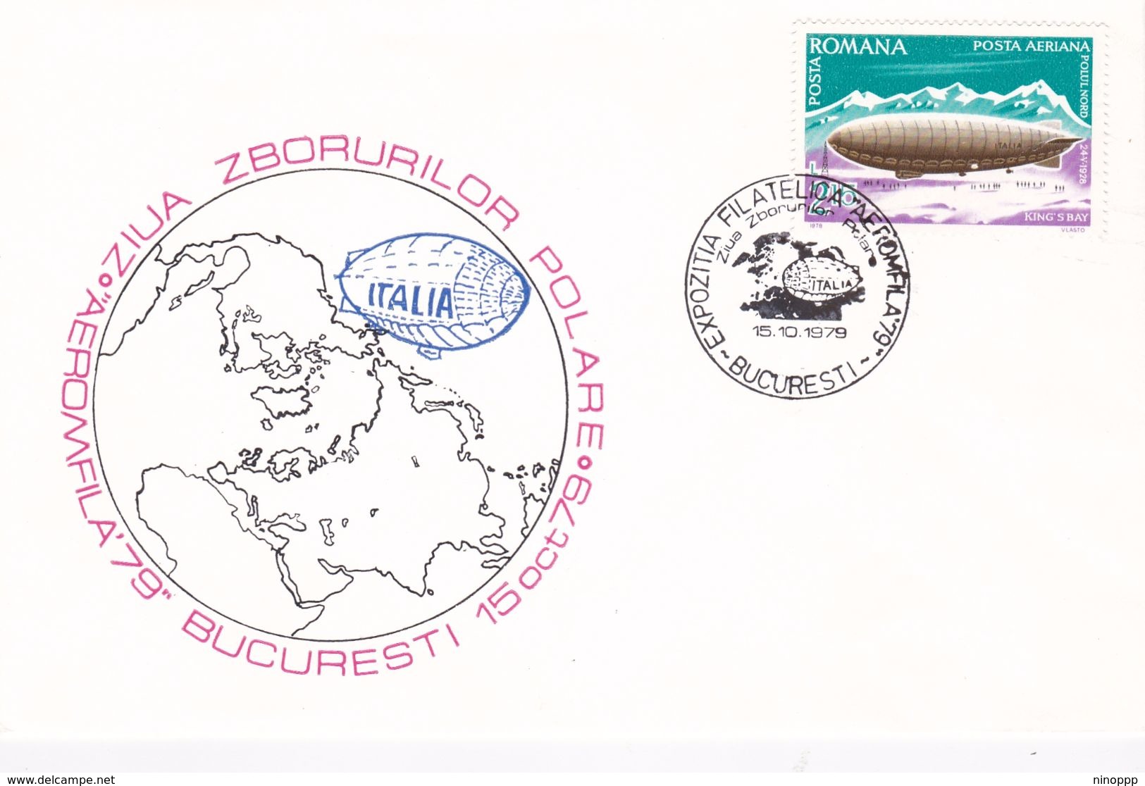 Romania 1979 50th Anniversary Zeppelin Italia Polar Flight, Souvenir Cover - Briefe U. Dokumente