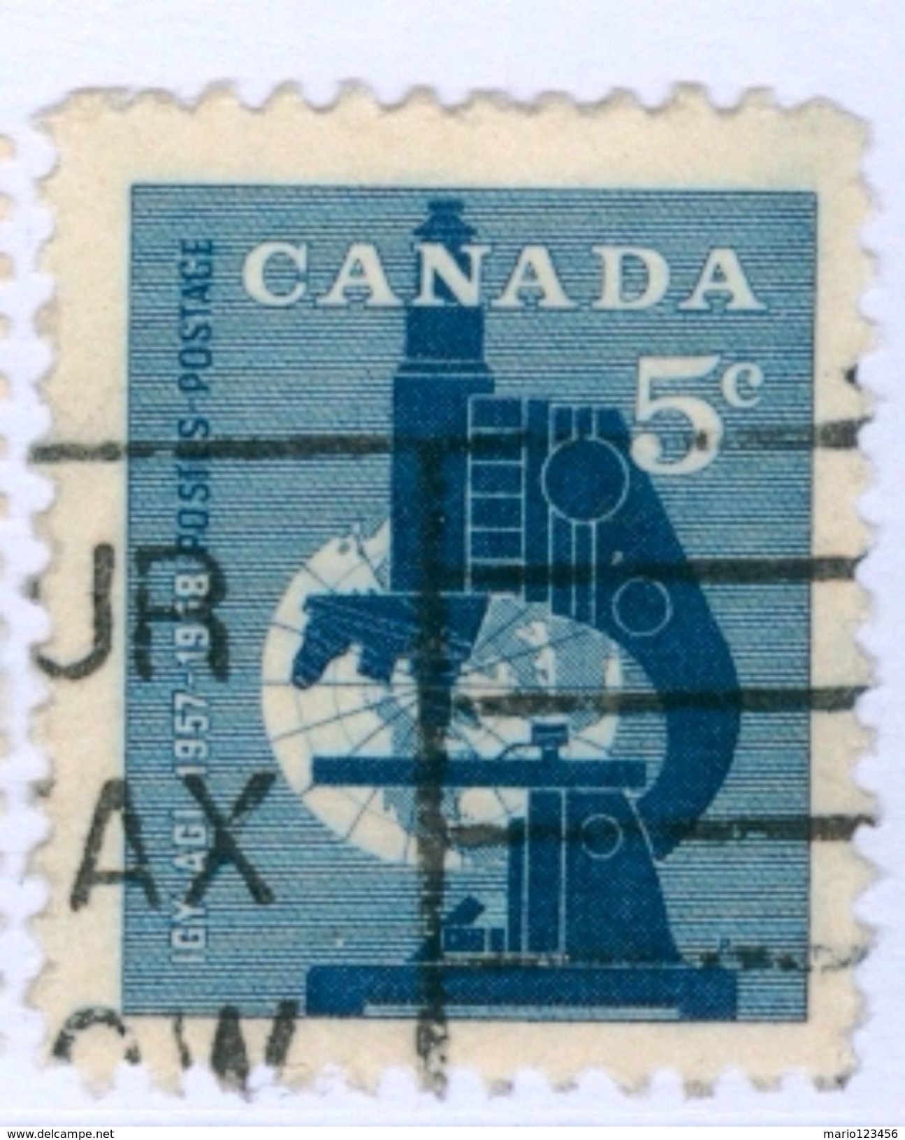 CANADA, COMMEMORATIVO, ANNO GEOFISICA, 1958, FRANCOBOLLI USATI,  Yvert Tellier 275   Scott 376 - Enveloppes Commémoratives