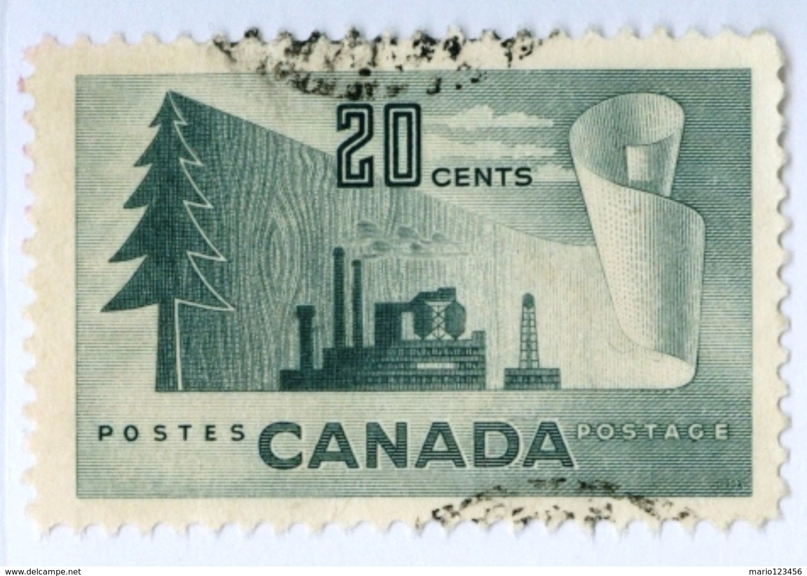 CANADA, INDUSTRIA CARTA, 1952, FRANCOBOLLI USATI,  Yvert Tellier 251   Scott 316 - Commemorativi