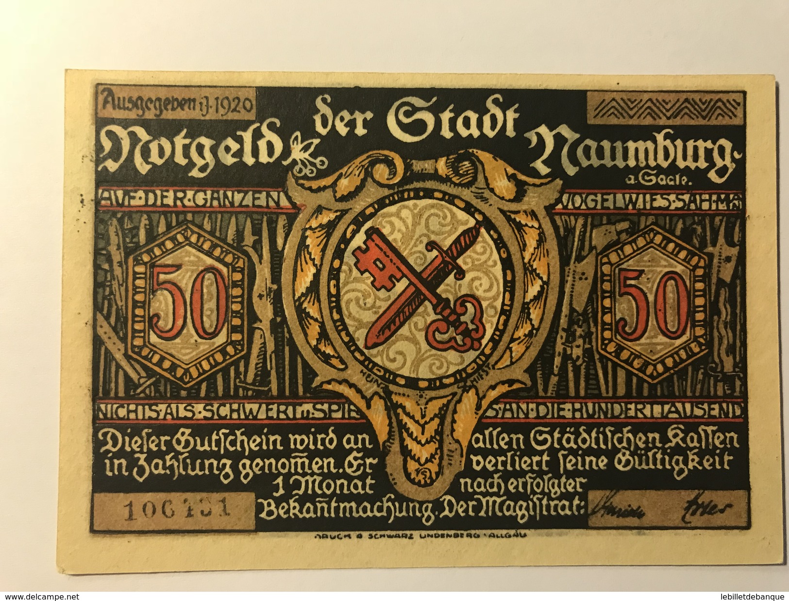 Allemagne Notgeld Naumburg 50 Pfennig - Collections