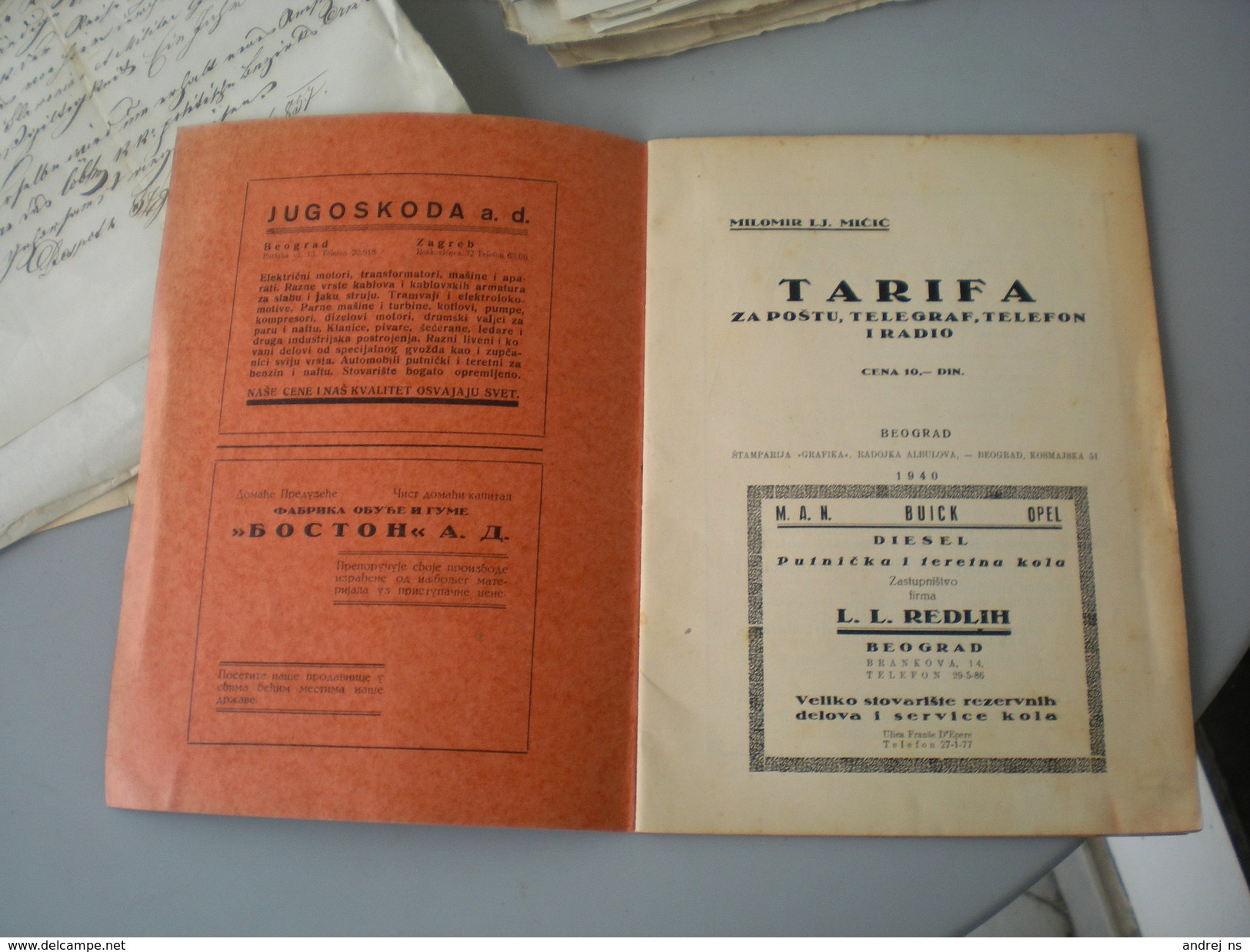 Tarifa  Za Postu Telegraf Telefon I Radio Milomir Lj. Micic 28 Pages - Idiomas Escandinavos