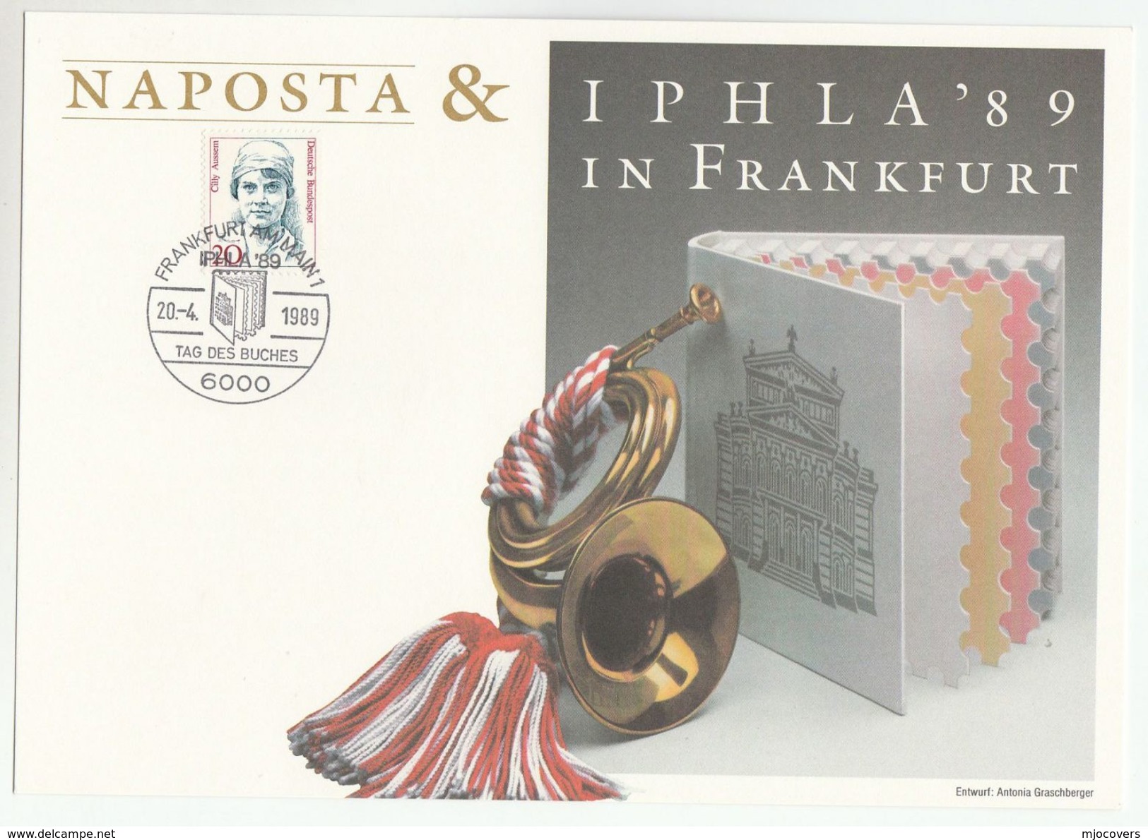 1989 NAPOSTA  'BOOK DAY' EVENT COVER Card GERMANY Philatelic Exhibition  Stamps Literature - Philatelic Exhibitions