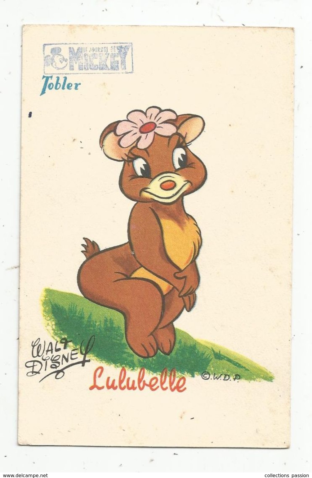 Cp , WALT DISNEY , Le Journal De MICKEY , Chocolat Tobler , LULUBELLE , 3 Scans - Autres & Non Classés