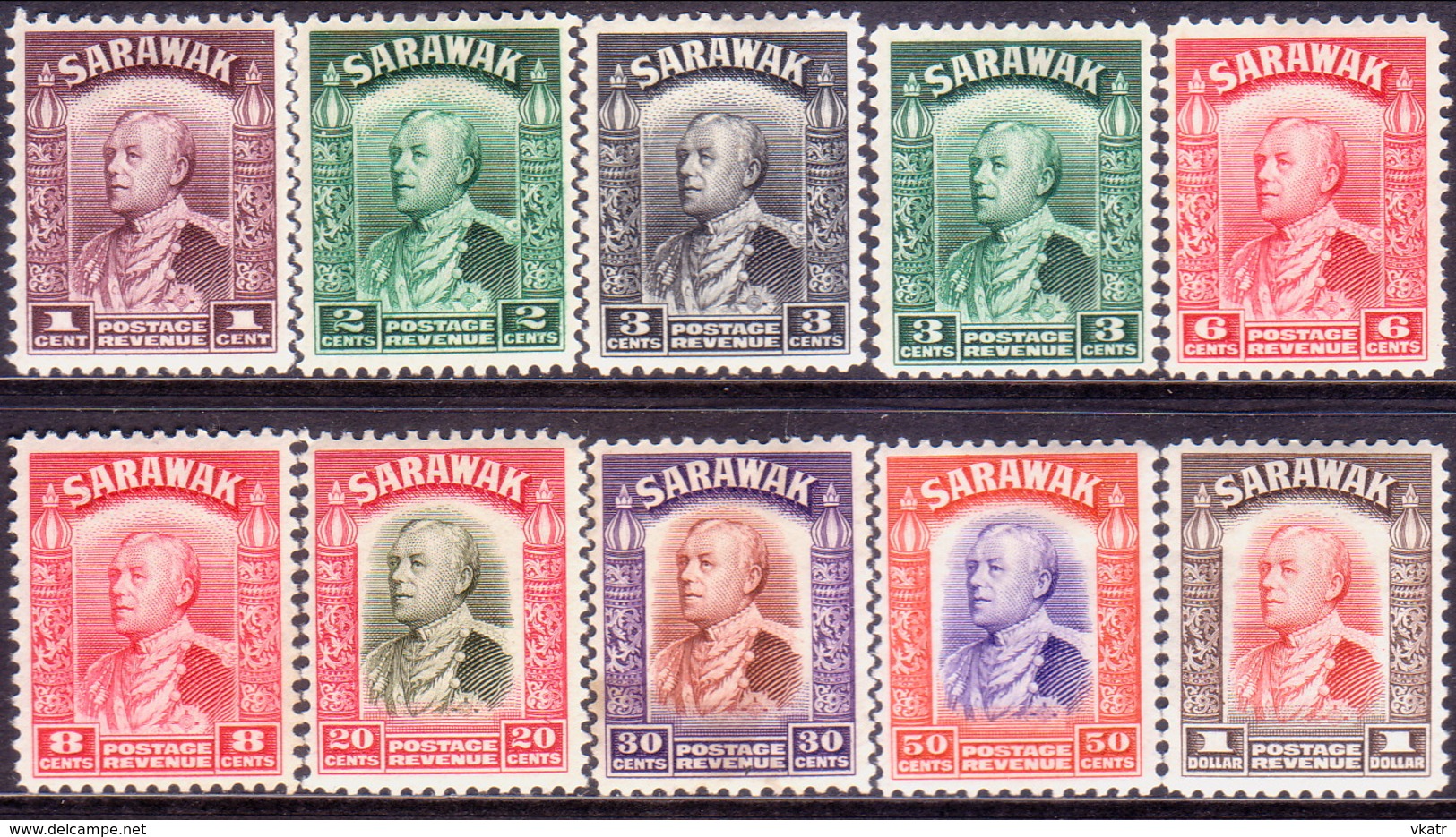 SARAWAK 1934-41 SG #106//120 MH Part Set 10 Stamps Of 26 CV £58.25 - Sarawak (...-1963)