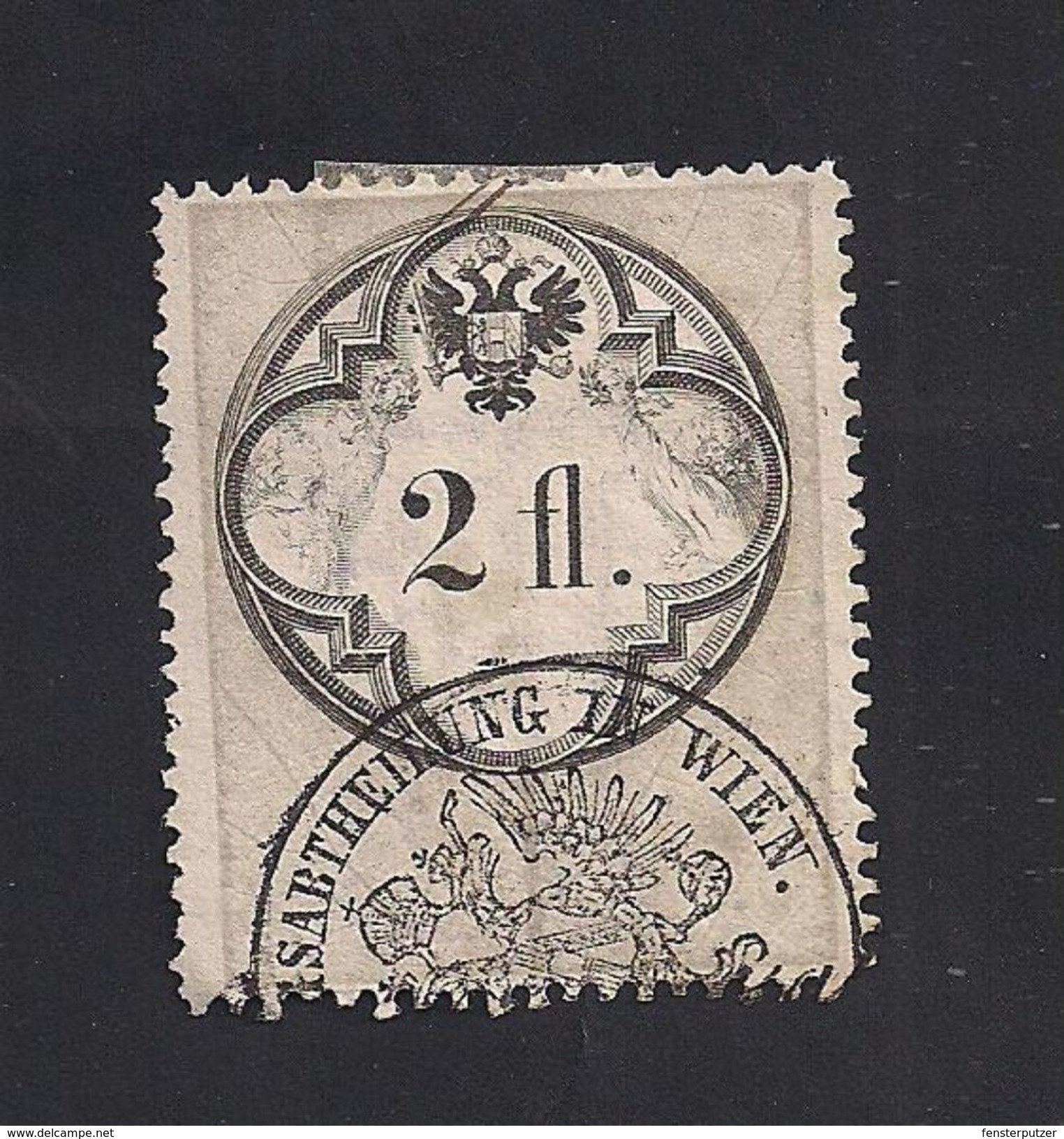 1 Austria Revenue  2 Fl. 1866 - Papier Weiss - Gezähnt 12 U. 12 1/2 - Mit WASSERZEICHEN - Steuermarken