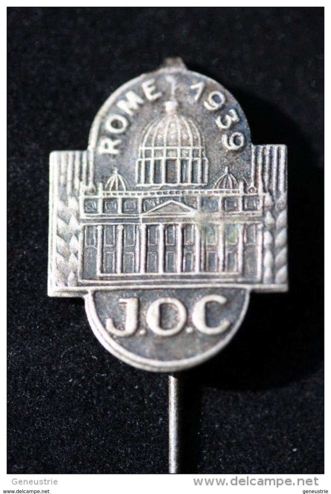 Broche Médaille Religieuse "JOC Rome 1939" Jeunesses Ouvrières Chrétiennes - Religious Brooch - Religion & Esotérisme