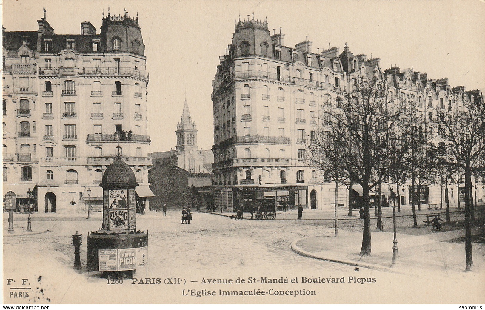 CP Paris XIIe - Avenue De Saint-Mandé Et Bd Picpus - Eglise Immaculée Conception - 1927 - Vue Assez Rare - Arrondissement: 12