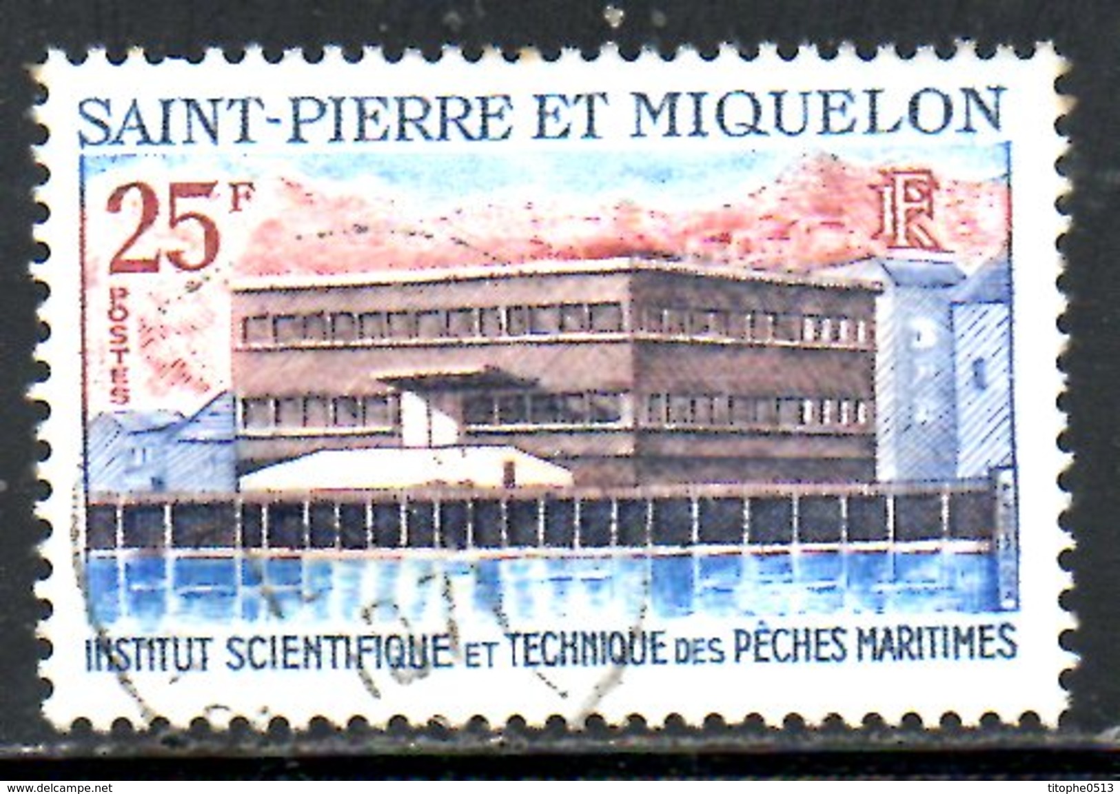 St PIERRE Et MIQUELON. N°388 Oblitéré De 1969. Institut Scientifique Des Pêches. - Oblitérés