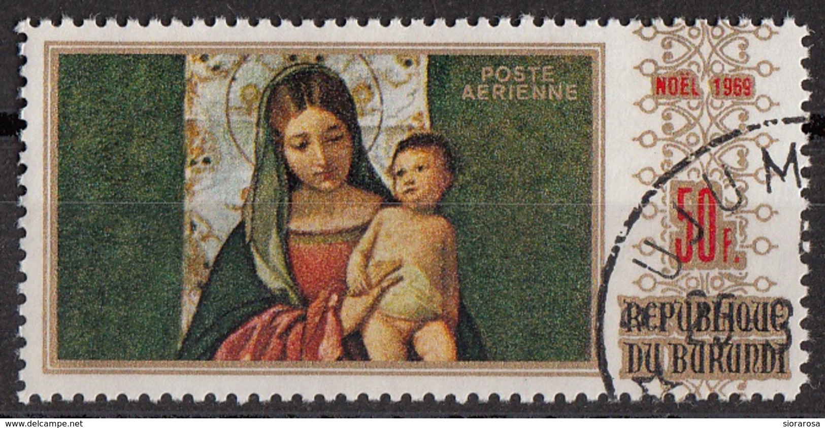 C109 Burundi 1969 " Madonna Col Bambino... " Quadro Dipinto Da Giorgione Scuola Veneziana Preoblit. Paintings Label - Nuovi