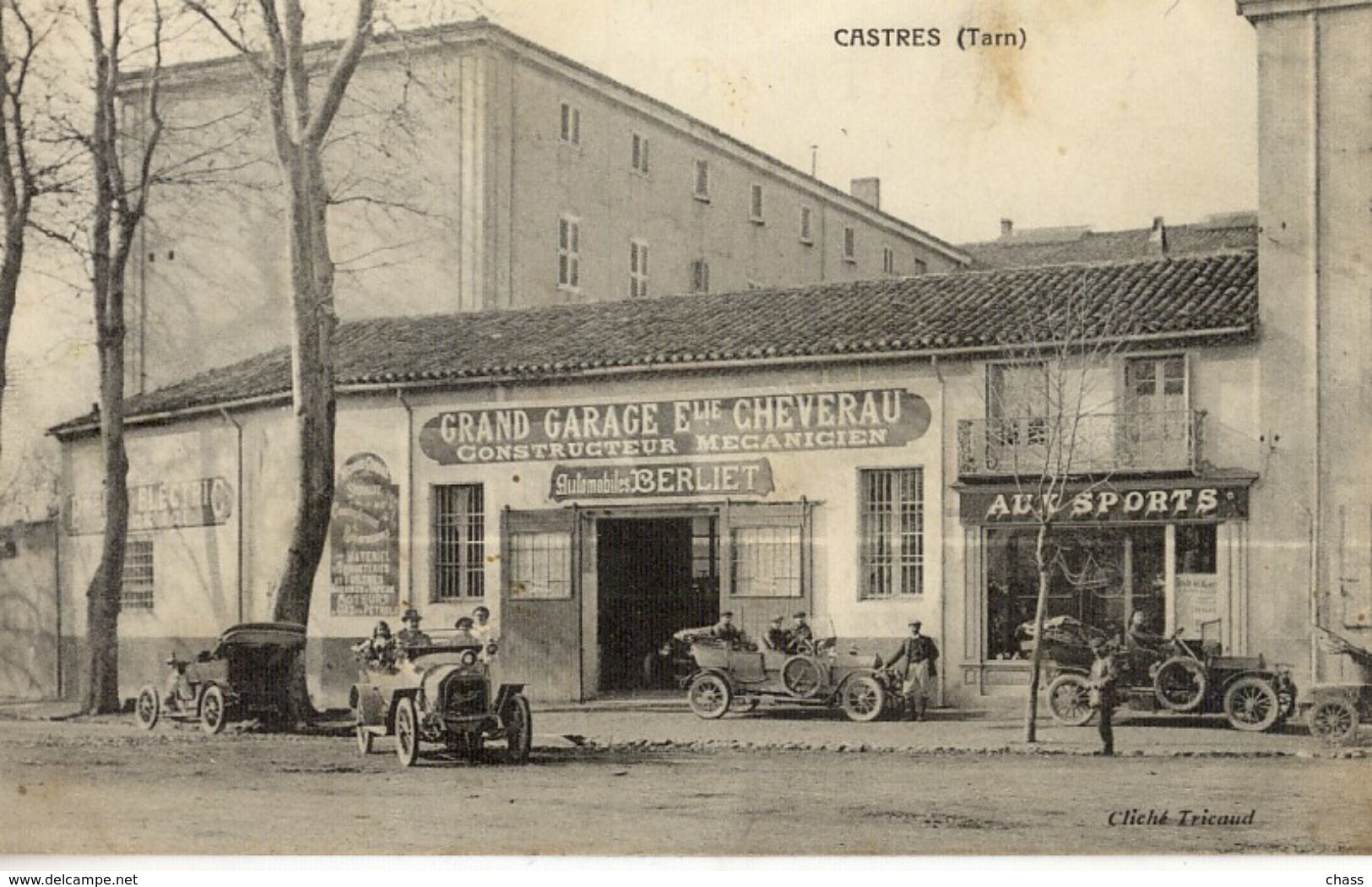 Cpa-Castres(81)-grand Garage Cheverau-constructeur Mécanicien-(animée:autos) - Castres