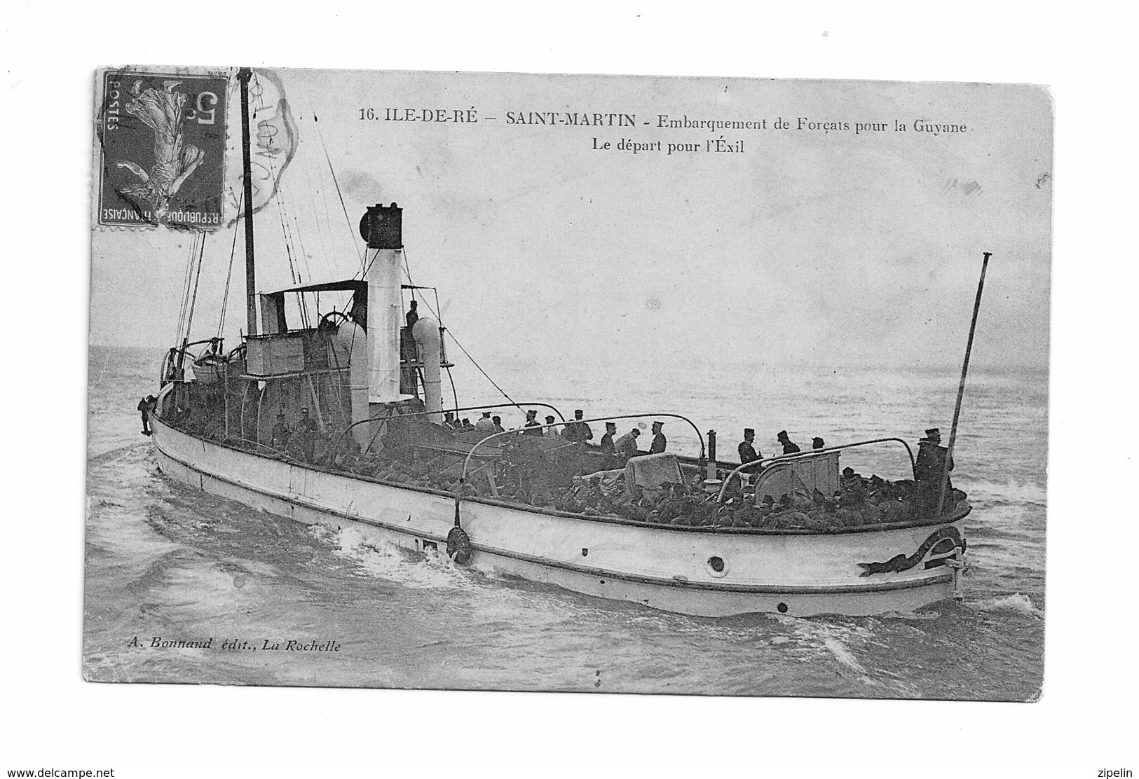 CPA FRANCE 17 " Ile De Ré, Saint Martin, Embarquement De Forçats Pour La Guyane "  BATEAU - Ile De Ré