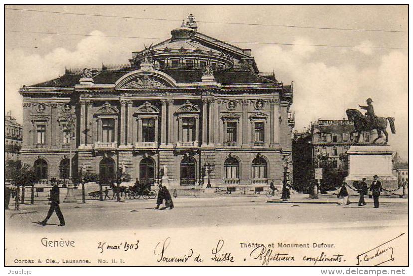 SUISSE GE GENÈVE Théatre Et Monument Dufour - Genève