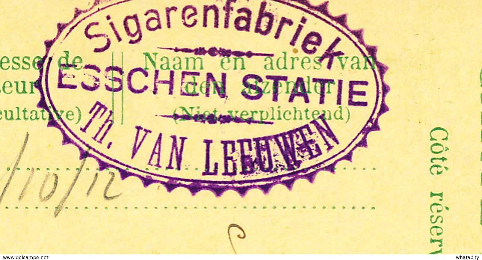 YY627 - Entier Postal Pellens ESSCHEN 1912 Vers ANTWERPEN - Cachet Sigarenfabriek Van Leeuwen à ESSCHEN Statie - Briefkaarten 1909-1934