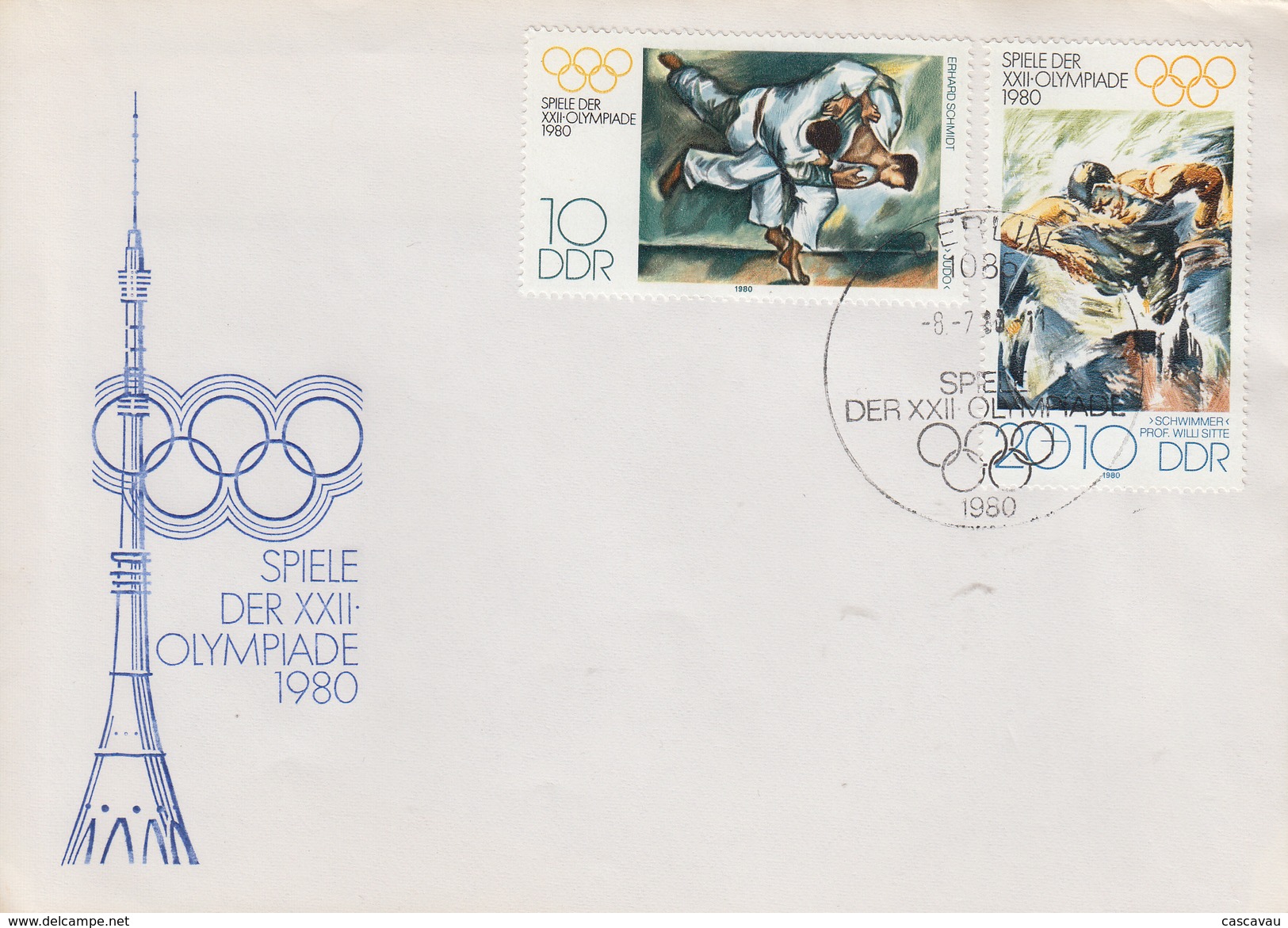 Enveloppe  FDC  1er  Jour    ALLEMAGNE   D.D.R    Jeux  Olympiques   MOSCOU    1980 - Verano 1980: Moscu